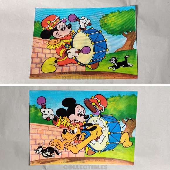 Vintage 1970s Disney Lenticular Postcard Mickey Mouse Pluto TOPPAN TOP STEREO - Picture 1 of 12